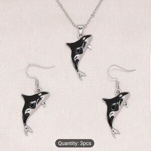 3pcs/set, Killerwhale Animal Earrings Necklace Set, Cute Party Jewelry, Holiday
